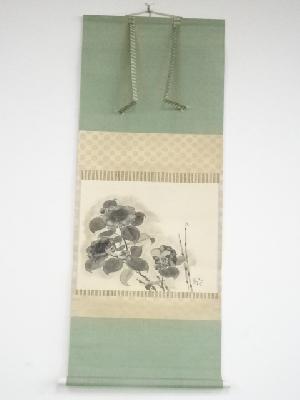 佐野光穂筆　花図　肉筆絹本掛軸（保護箱）